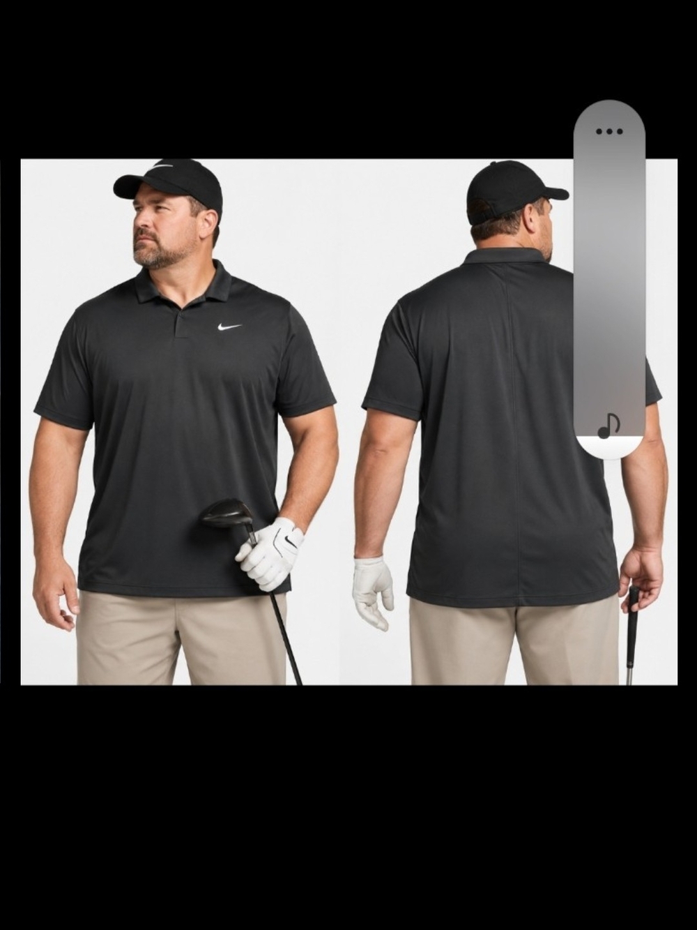 Nike Men’s Black Golf Polo with White Swoosh XXL